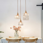 Ovely Vintage Glass Brass Hammered Pendant Light