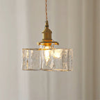 Ovely Vintage Glass Brass Hammered Pendant Light
