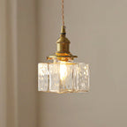 Ovely Vintage Glass Brass Hammered Pendant Light