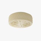 Adler Flush Mount Ceiling Light Fabric Shade Dimmable Bedroom Hallway — White Beige 15 Inch