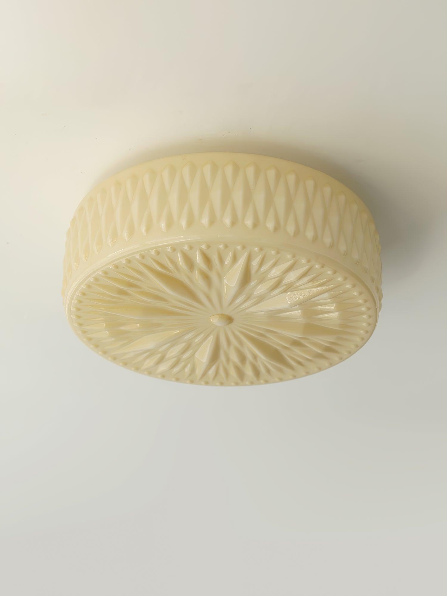 Adler Flush Mount Ceiling Light Fabric Shade Dimmable Bedroom Hallway — White Beige 15 Inch