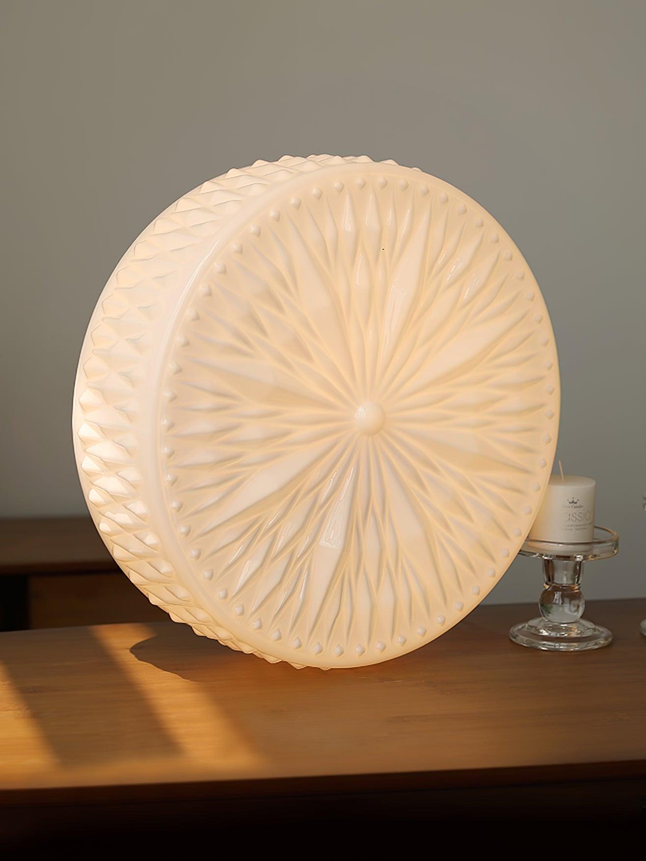 Adler Flush Mount Ceiling Light Fabric Shade Dimmable Bedroom Hallway — White Beige 15 Inch