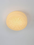 Adler Flush Mount Ceiling Light Fabric Shade Dimmable Bedroom Hallway — White Beige 15 Inch