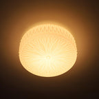 Adler Flush Mount Ceiling Light Fabric Shade Dimmable Bedroom Hallway — White Beige 15 Inch