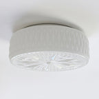 Adler Flush Mount Ceiling Light Fabric Shade Dimmable Bedroom Hallway — White Beige 15 Inch
