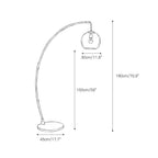 Joni Arc Floor Lamp Curved Metal Natural Stone Shade LED Warm White Living Room Bedroom — 4 Finishes