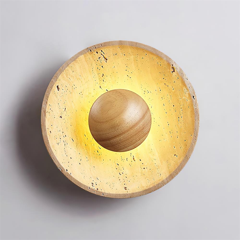 Gionne Wood & Travertine Wall Lamp – Natural Elegance for Any Space