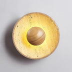 Gionne Wood & Travertine Wall Lamp – Natural Elegance for Any Space