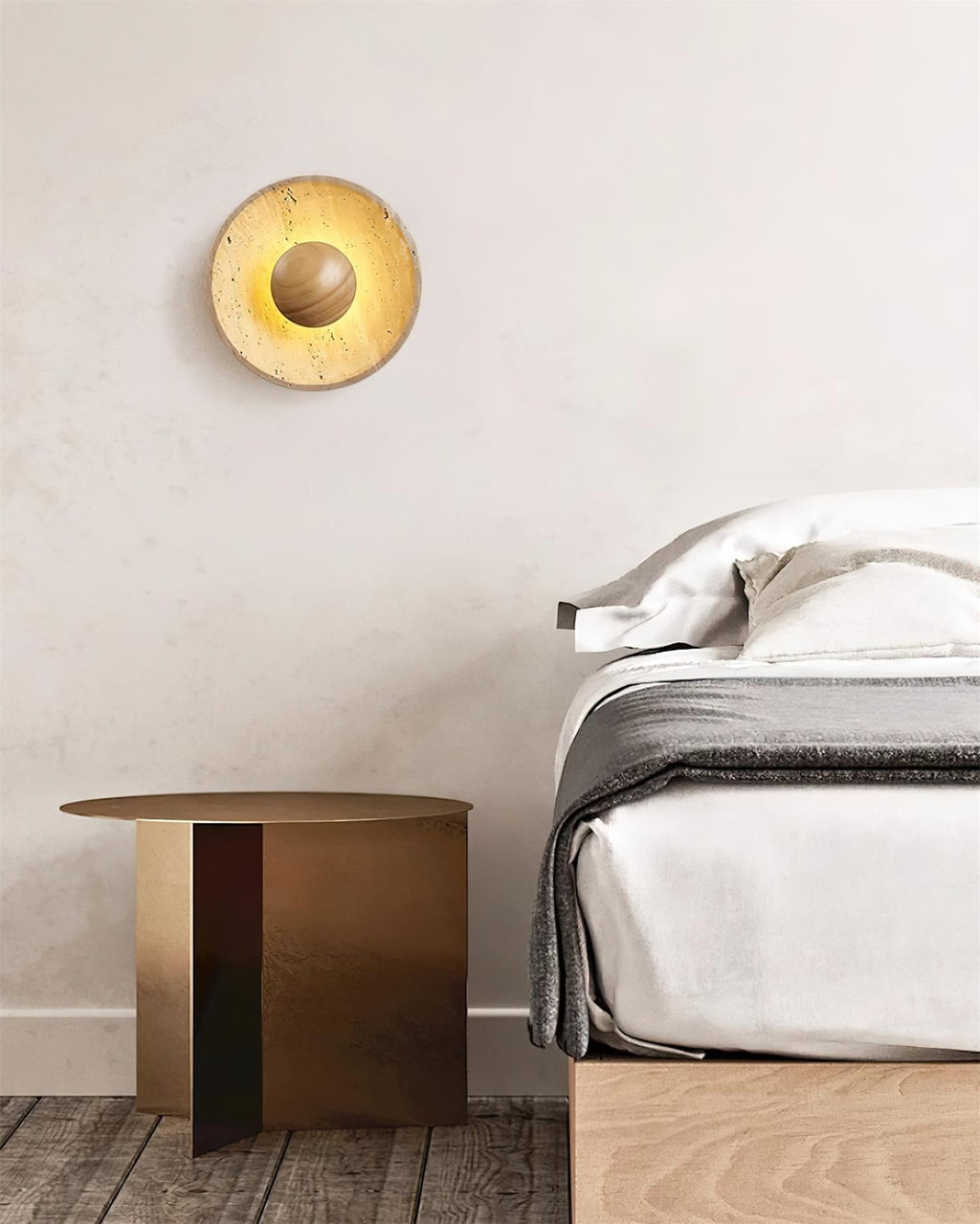 Gionne Wood & Travertine Wall Lamp – Natural Elegance for Any Space