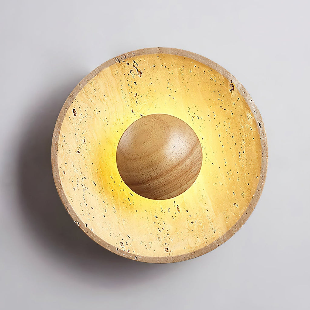 Gionne Wood & Travertine Wall Lamp – Natural Elegance for Any Space