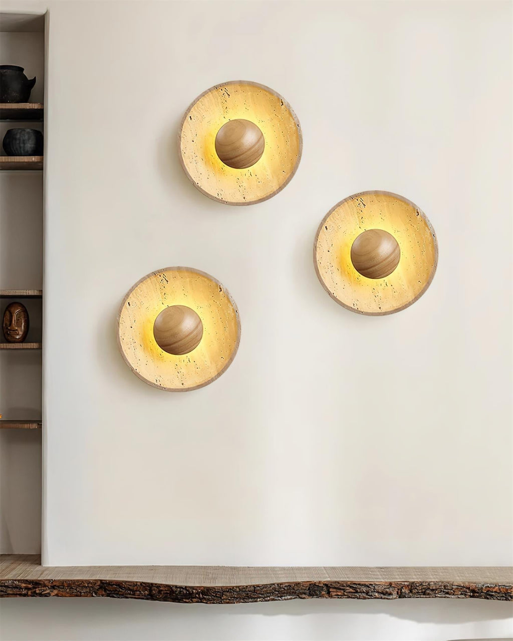 Gionne Wood & Travertine Wall Lamp – Natural Elegance for Any Space