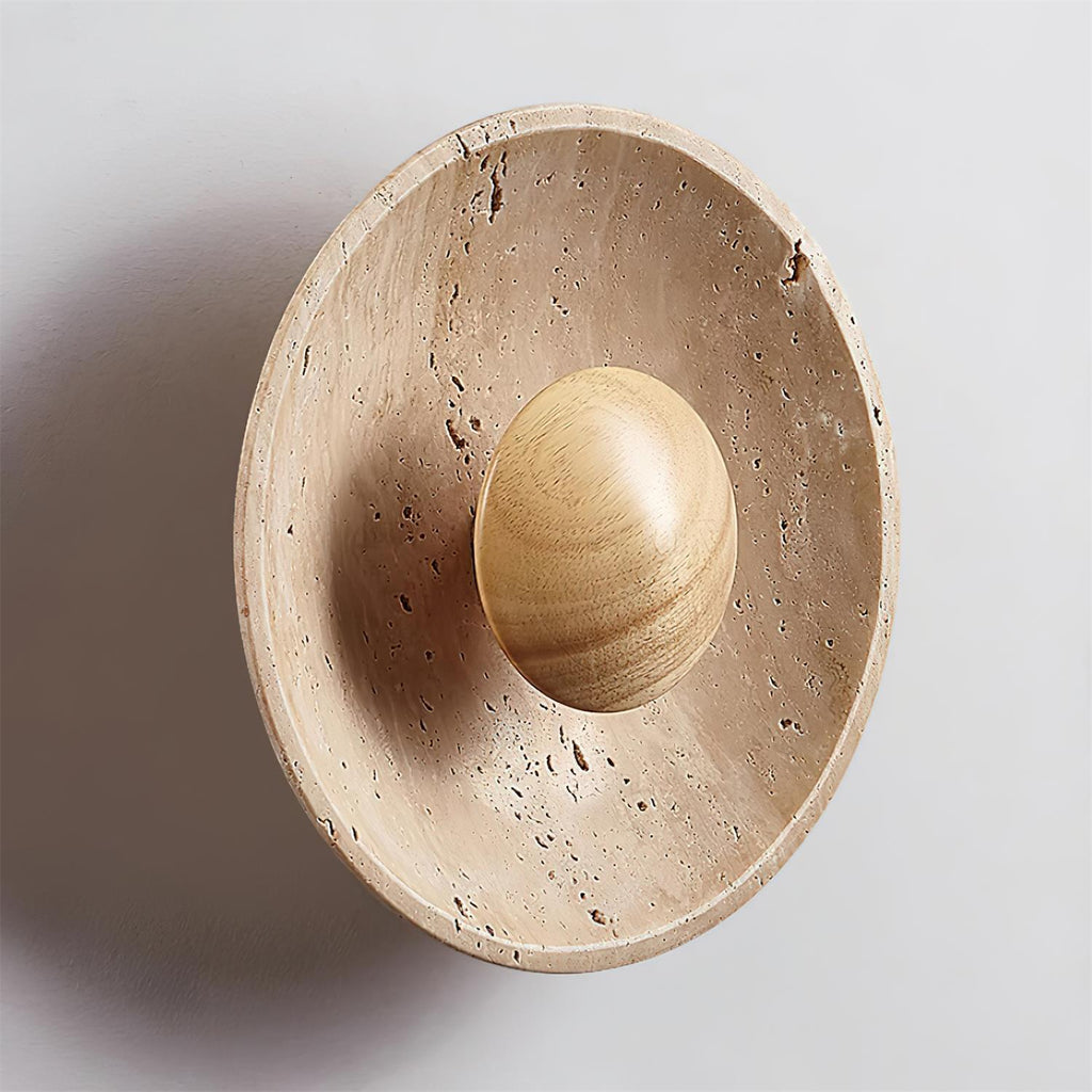 Gionne Wood & Travertine Wall Lamp – Natural Elegance for Any Space