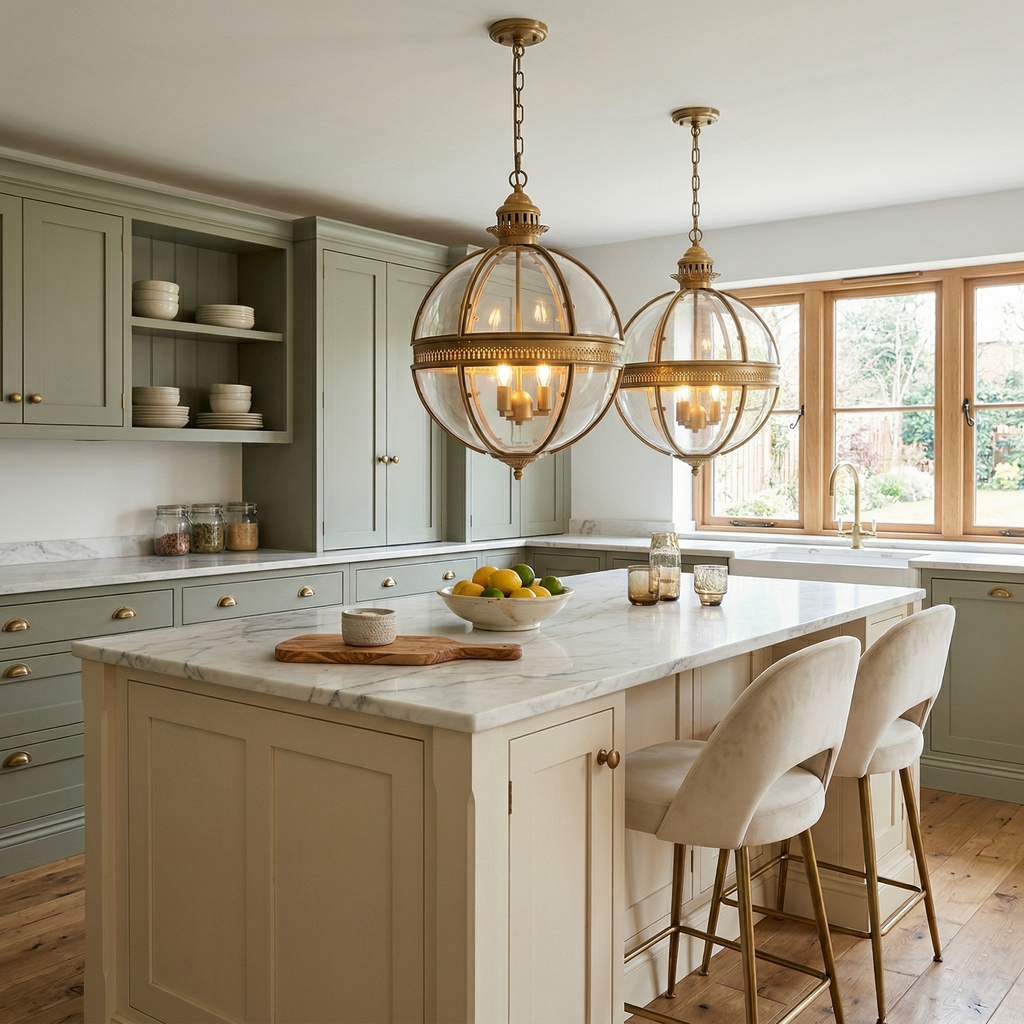 Braeden Sculptural Pendant Light Natural Stone LED Warm White Dining Room Bedroom — Brass Hardware