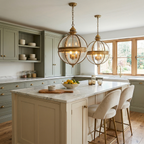 Braeden Sculptural Pendant Light Natural Stone LED Warm White Dining Room Bedroom — Brass Hardware