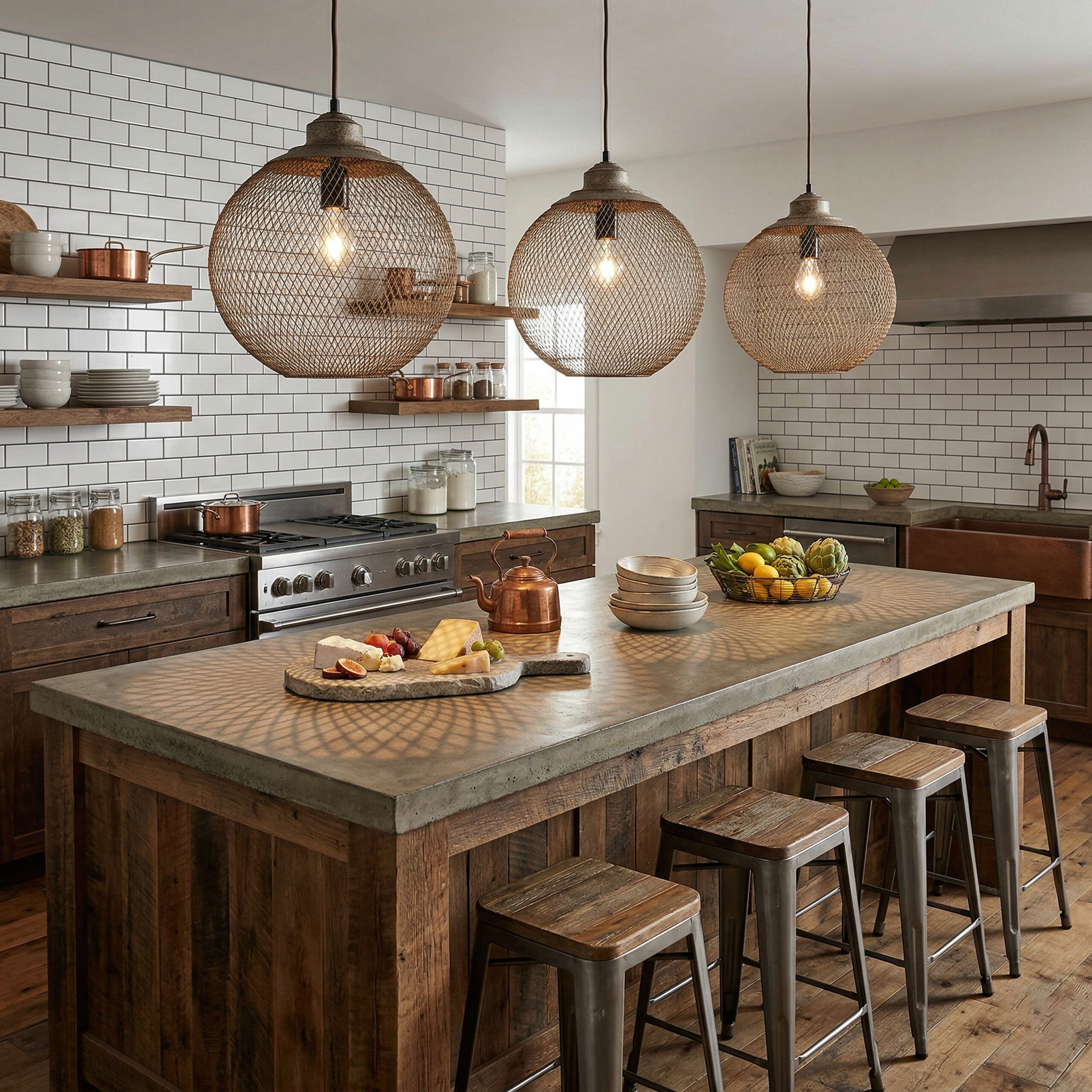Lanister Mesh Pendant Lamp Woven Metal LED Warm White Dining Room Living Room — 3 Sizes