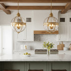 Braeden Sculptural Pendant Light Natural Stone LED Warm White Dining Room Bedroom — Brass Hardware