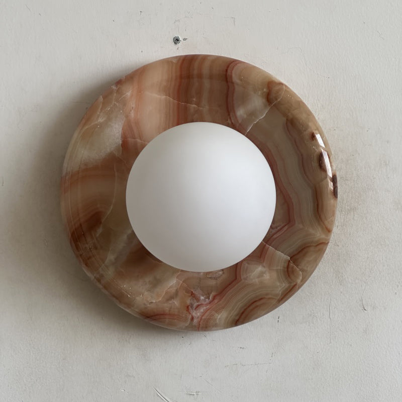 Orli Marble Wall Sconce Natural Stone LED Bedroom Living Room — Multiple Stone Selections