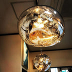 LAVA Acrylic Pendant Light Height Adjustable Dimmable Dining Room Living Room — Gold Silver