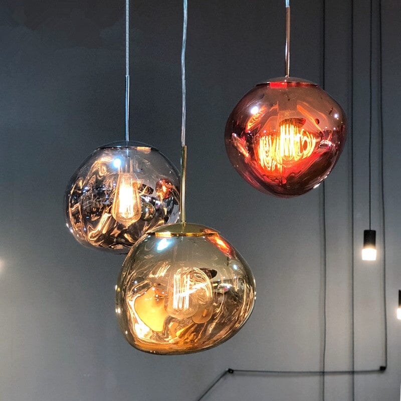 LAVA Acrylic Pendant Light Height Adjustable Dimmable Dining Room Living Room — Gold Silver
