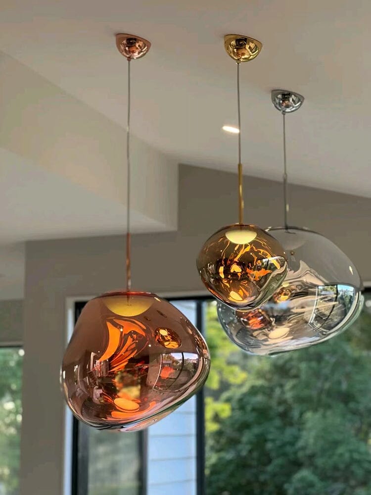 LAVA Acrylic Pendant Light Height Adjustable Dimmable Dining Room Living Room — Gold Silver