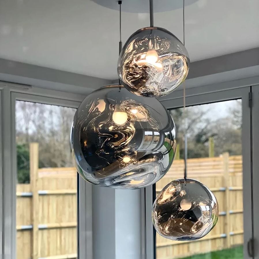 LAVA Acrylic Pendant Light Height Adjustable Dimmable Dining Room Living Room — Gold Silver