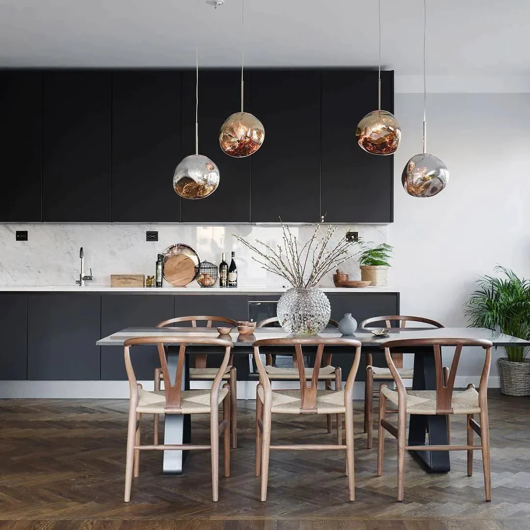 LAVA Acrylic Pendant Light Height Adjustable Dimmable Dining Room Living Room — Gold Silver