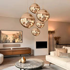 LAVA Acrylic Pendant Light Height Adjustable Dimmable Dining Room Living Room — Gold Silver