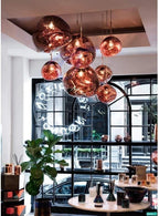 LAVA Acrylic Pendant Light Height Adjustable Dimmable Dining Room Living Room — Gold Silver