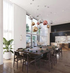 LAVA Acrylic Pendant Light Height Adjustable Dimmable Dining Room Living Room — Gold Silver