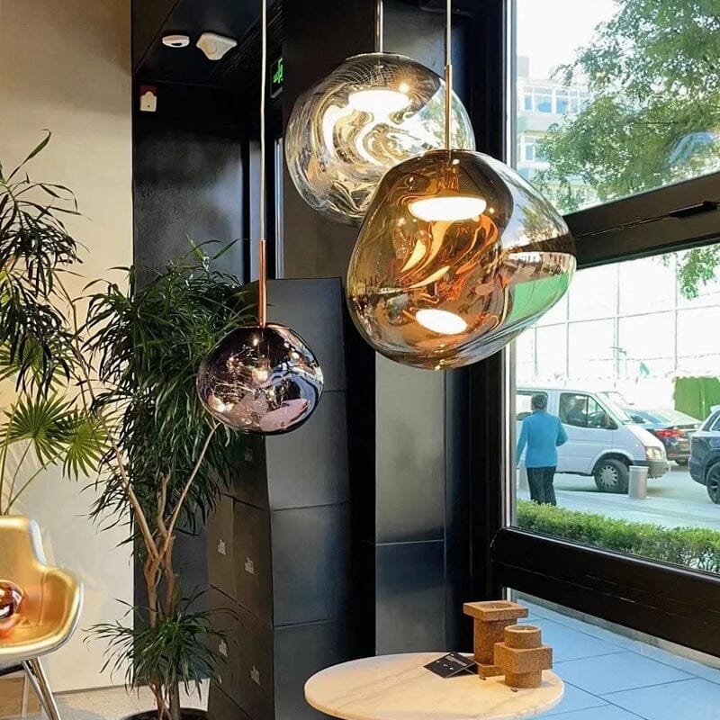 LAVA Acrylic Pendant Light Height Adjustable Dimmable Dining Room Living Room — Gold Silver