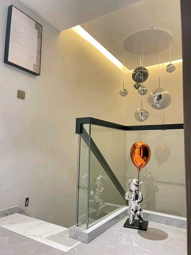 LAVA Acrylic Pendant Light Height Adjustable Dimmable Dining Room Living Room — Gold Silver