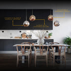 LAVA Acrylic Pendant Light Height Adjustable Dimmable Dining Room Living Room — Gold Silver