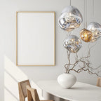 LAVA Acrylic Pendant Light Height Adjustable Dimmable Dining Room Living Room — Gold Silver