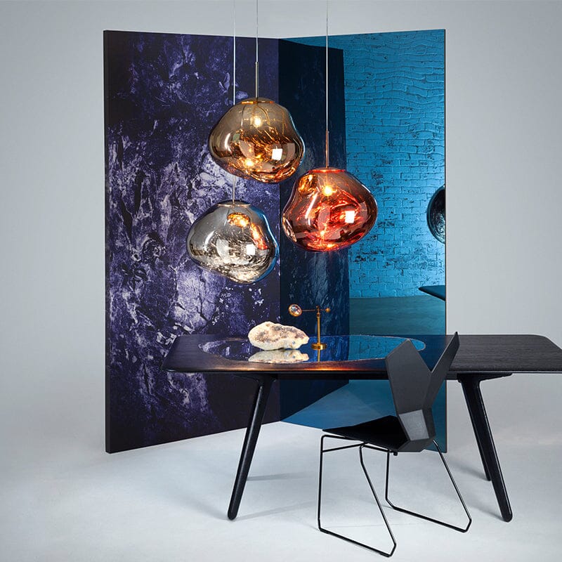 LAVA Acrylic Pendant Light Height Adjustable Dimmable Dining Room Living Room — Gold Silver