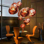 LAVA Acrylic Pendant Light Height Adjustable Dimmable Dining Room Living Room — Gold Silver
