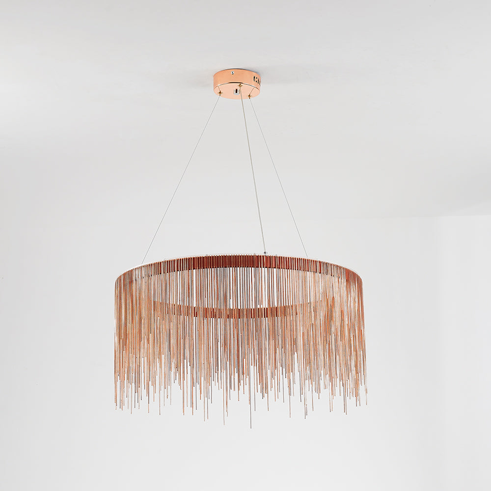 Arisha Tassel Chain Art Deco Pendant Light Silver/Gold Living Room/Hall