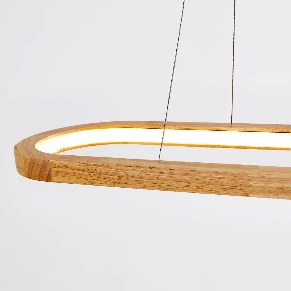 Veon Contemporary Oval Wooden Pendant Light