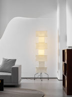 Decolune Sora Stacked Rice Paper Floor Lamp Black & White