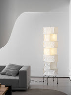 Decolune Sora Stacked Rice Paper Floor Lamp Black & White