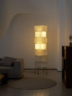 Decolune Sora Stacked Rice Paper Floor Lamp Black & White