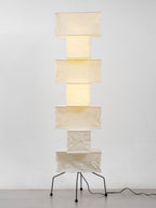 Decolune Sora Stacked Rice Paper Floor Lamp Black & White