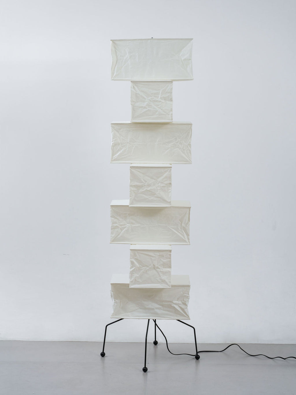 Decolune Sora Stacked Rice Paper Floor Lamp Black & White
