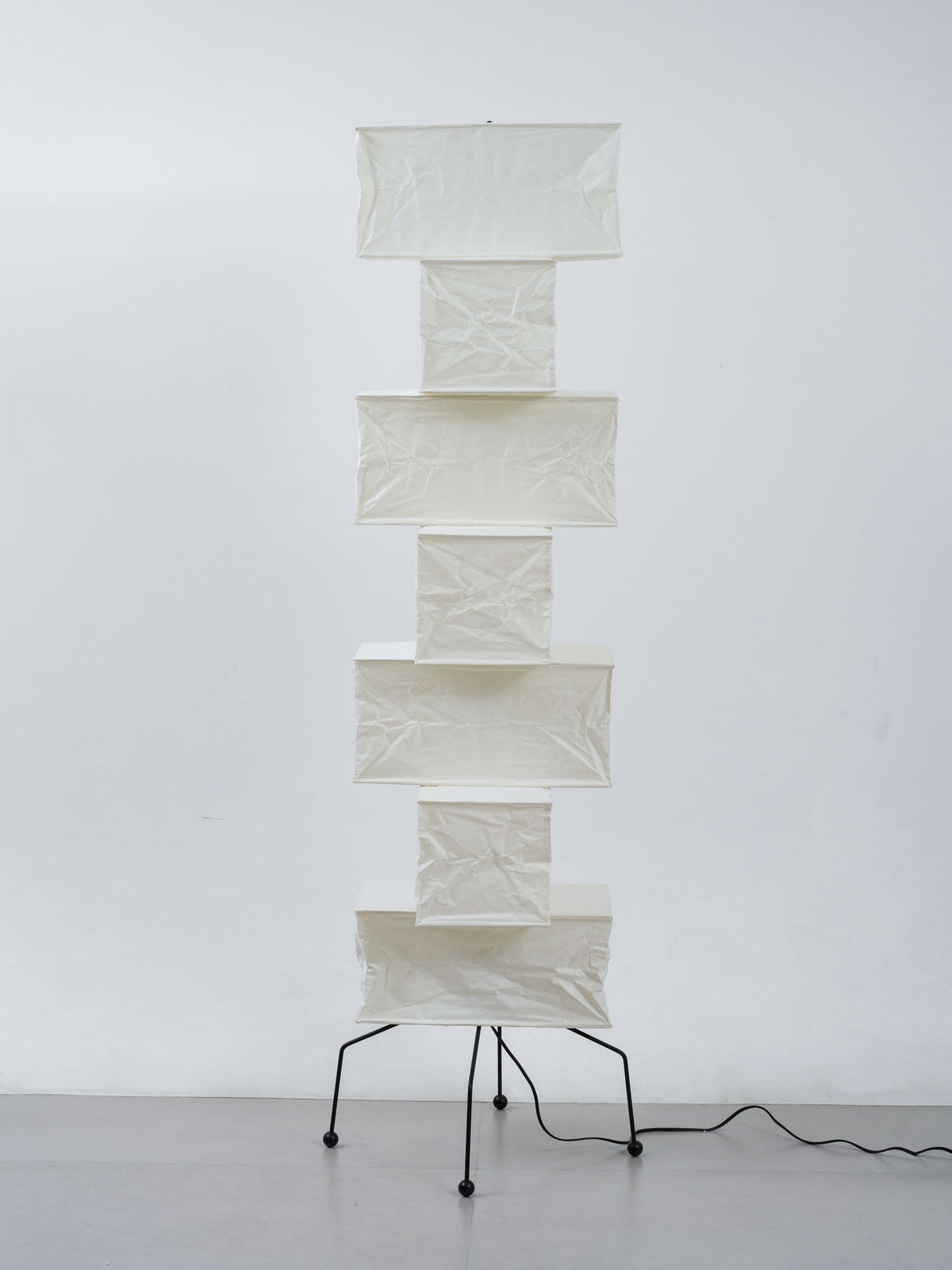 Decolune Sora Stacked Rice Paper Floor Lamp Black & White