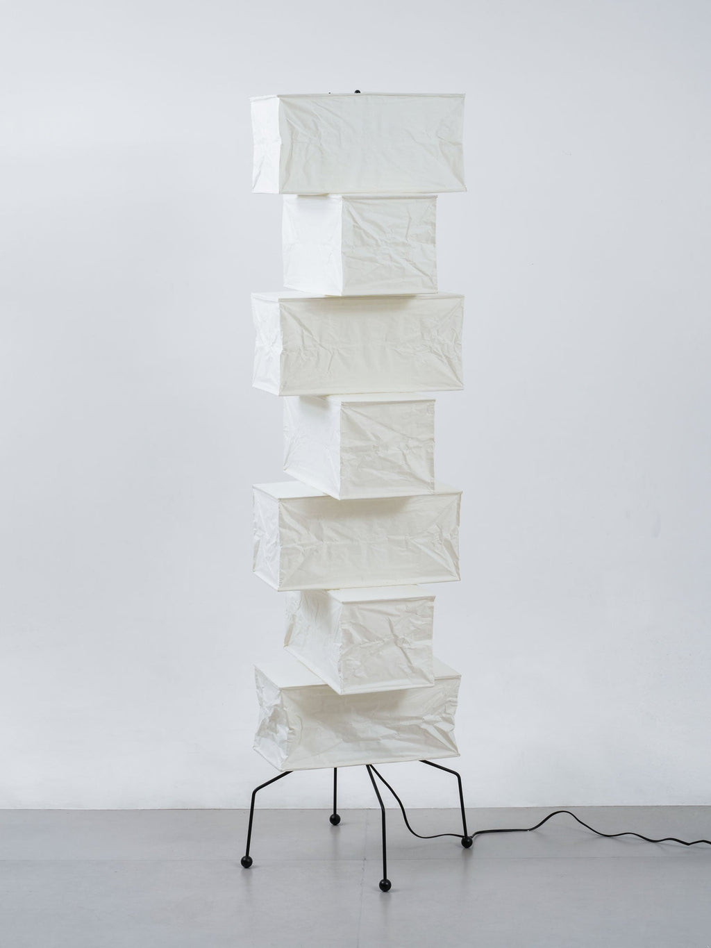 Decolune Sora Stacked Rice Paper Floor Lamp Black & White