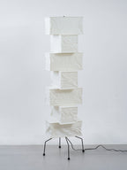 Decolune Sora Stacked Rice Paper Floor Lamp Black & White