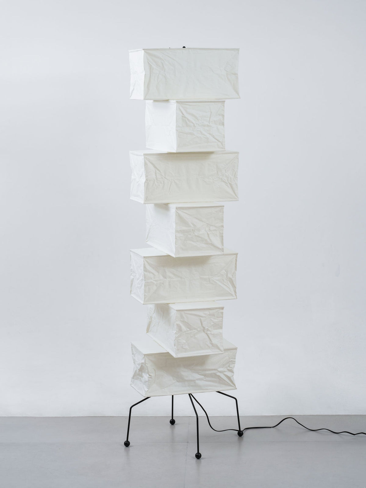 Decolune Sora Stacked Rice Paper Floor Lamp Black & White