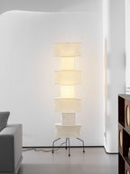 Decolune Sora Stacked Rice Paper Floor Lamp Black & White