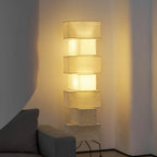 Decolune Sora Stacked Rice Paper Floor Lamp Black & White