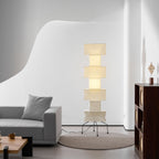 Decolune Sora Stacked Rice Paper Floor Lamp Black & White