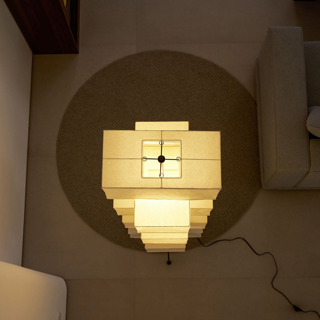 Decolune Sora Stacked Rice Paper Floor Lamp Black & White